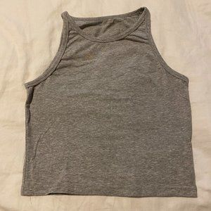 Basic Sleeveless Racerback Crop Tank Top Gray - Size M